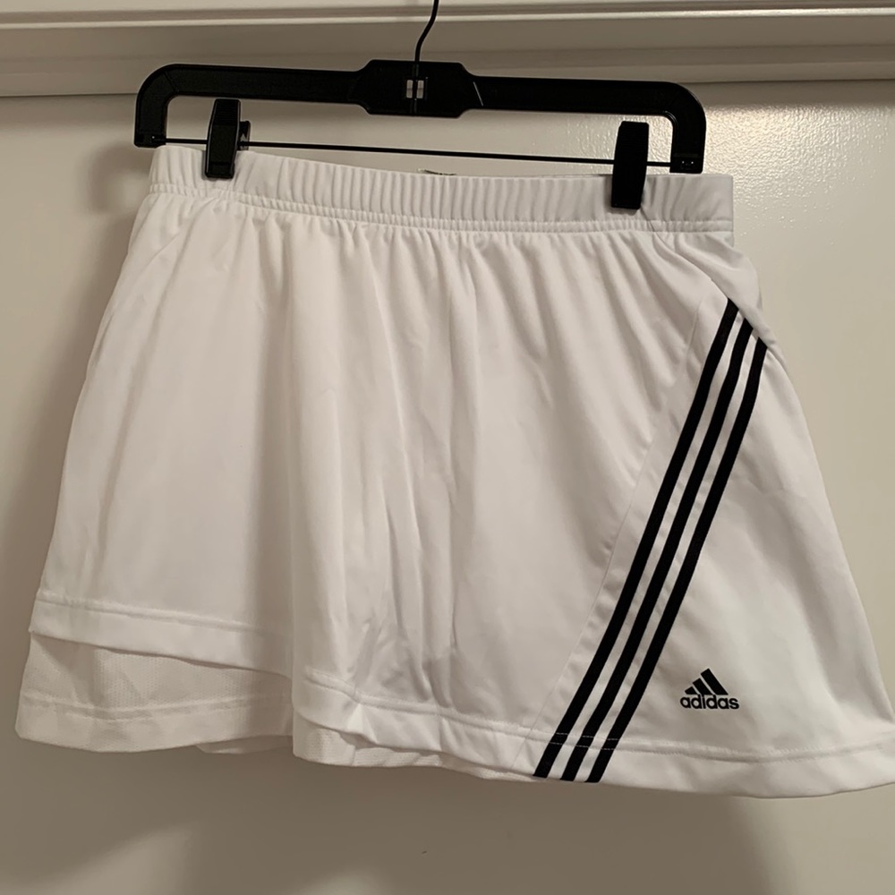 adidas White Mini Skirt with Black Stripes